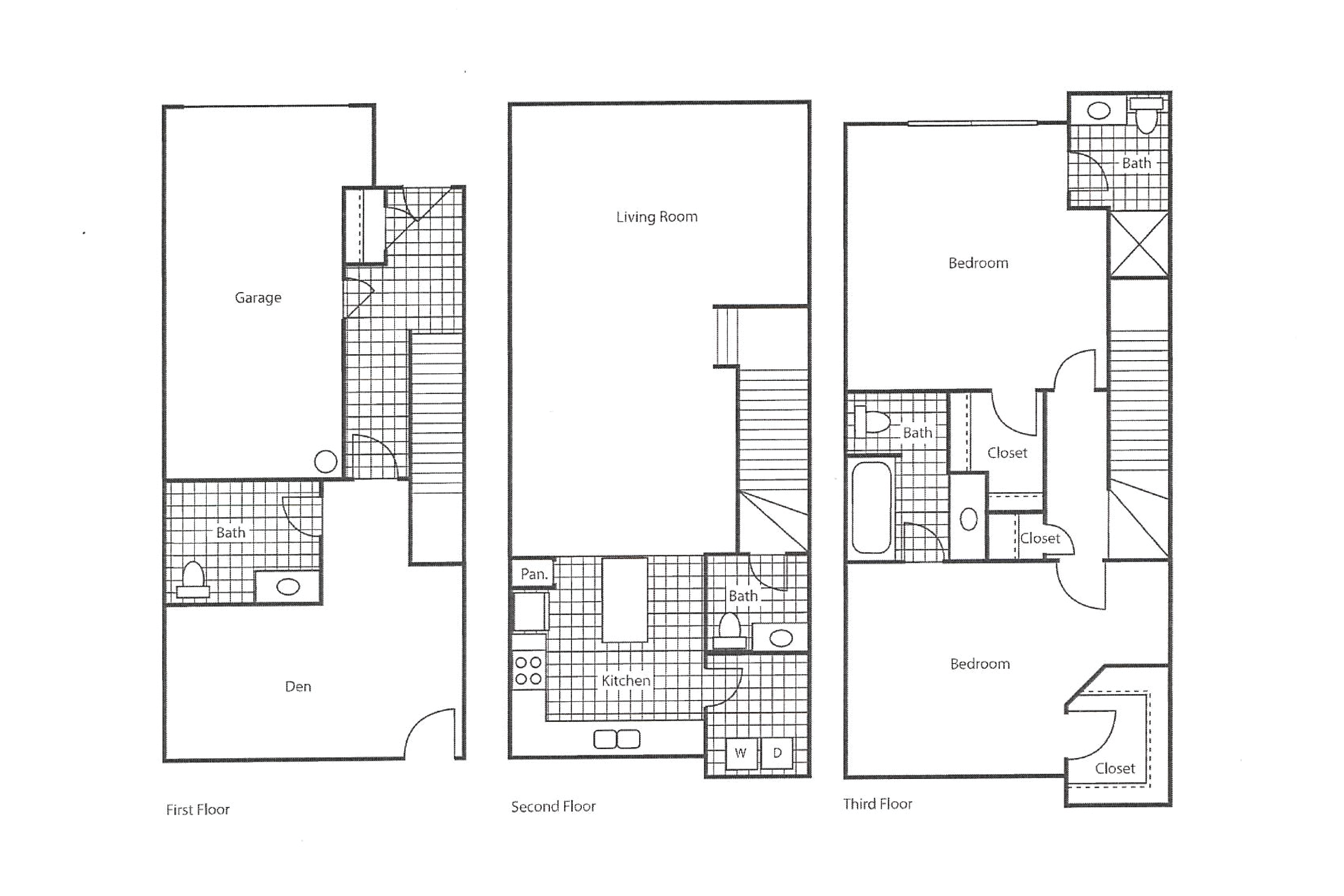Floor plan for 2 beds, 2 baths, 1461 sqft